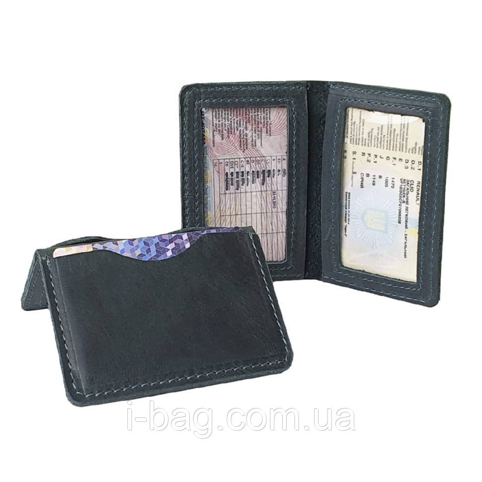 Шкіряна обкладинка для id паспорта, автодокументів BGS зелена BGS3148, фото 1