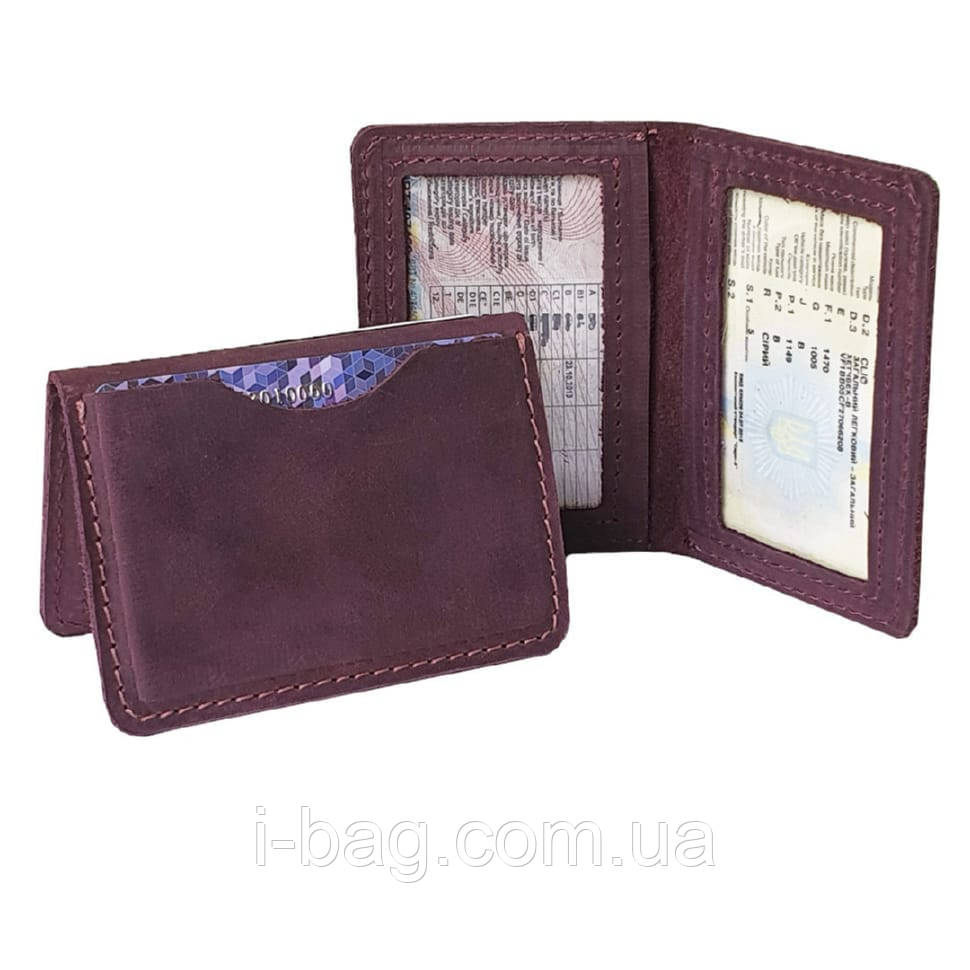 Шкіряна обкладинка для id паспорта, автодокументів BGS бордова BGS3149, фото 1
