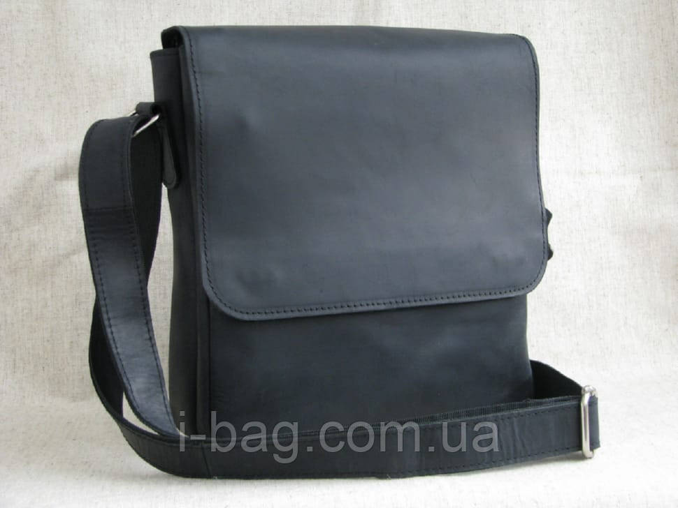 Сумка чоловіча шкіряна BGS 2 відділи велика 27*24*7 см чорна BGS3153, фото 1