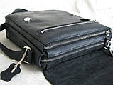 Сумка чоловіча шкіряна BGS 2 відділи велика 27*24*7 см чорна BGS3153, фото 4