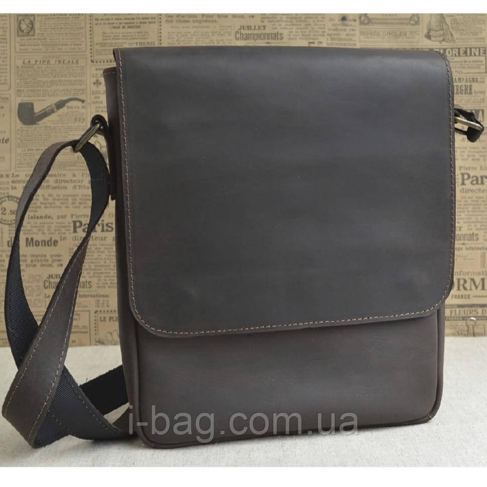 Чоловіча шкіряна сумка через плече BGS 28*24*5 см коричнева BGS3155, фото 1