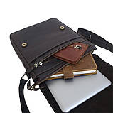 Чоловіча шкіряна сумка через плече BGS 28*24*5 см коричнева BGS3155, фото 6