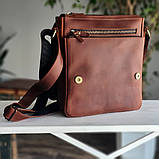 Містка чоловіча сумка BGS шкіряна 28*24*7 см коньячна BGS3158, фото 2