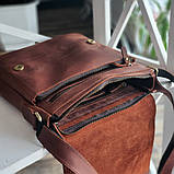 Містка чоловіча сумка BGS шкіряна 28*24*7 см коньячна BGS3158, фото 4