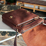 Містка чоловіча сумка BGS шкіряна 28*24*7 см коньячна BGS3158, фото 6