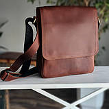 Містка чоловіча сумка BGS шкіряна 28*24*7 см коньячна BGS3158, фото 7