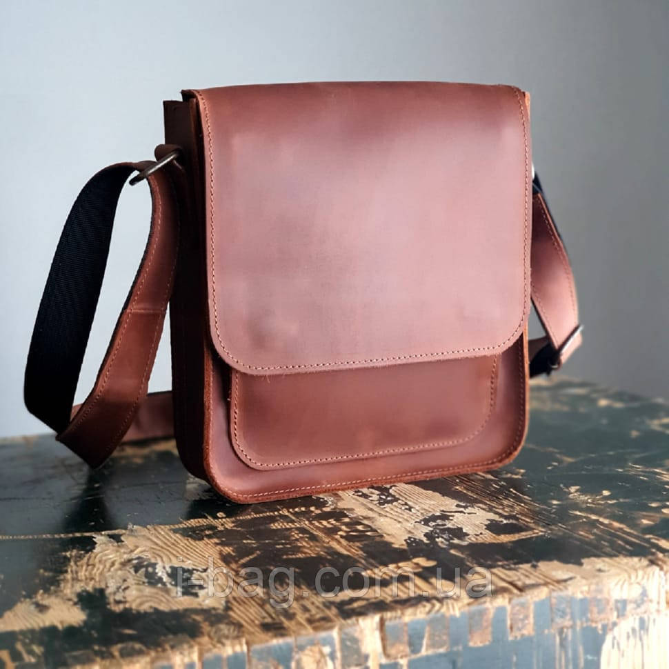 Чоловіча шкіряна сумка BGS 23*20*6 см коньячна BGS3159, фото 1