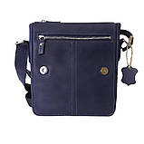 Чоловіча повсякденна сумка BGS шкіряна 23*20*5 см синя BGS3161, фото 2