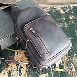 Сумка-слінг чоловіча BGS шкіряна коричнева BGS3165, фото 2