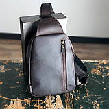 Сумка-слінг чоловіча BGS шкіряна коричнева BGS3165, фото 3