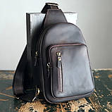 Сумка-слінг чоловіча BGS шкіряна коричнева BGS3165, фото 5