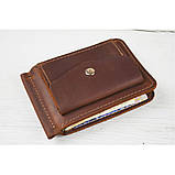 Шкіряний затиск для грошей з монетницею BGS 8.5*12.5 см коньячний BGS3166, фото 6