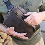 Чоловіча шкіряна сумка бананка BGS коричнева BGS3169, фото 2