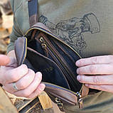 Чоловіча шкіряна сумка бананка BGS коричнева BGS3169, фото 4