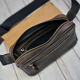 Чоловіча шкіряна сумка бананка BGS коричнева BGS3169, фото 7