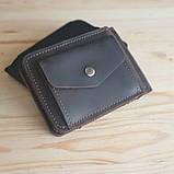 Шкіряний затиск для грошей з монетницею BGS 8.5*12.5 см коричневий BGS3170, фото 2