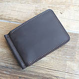 Шкіряний затиск для грошей з монетницею BGS 8.5*12.5 см коричневий BGS3170, фото 3