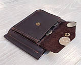 Шкіряний затиск для грошей з монетницею BGS 8.5*12.5 см коричневий BGS3170, фото 6