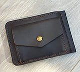 Шкіряний затиск для грошей з монетницею BGS 8.5*12.5 см коричневий BGS3170, фото 7