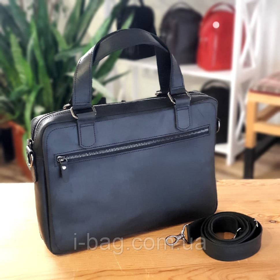 Шкіряна сумка BGS фомат А4 чорна BGS3175, фото 1