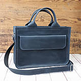 Шкіряна сумка для документів і невеликого ноутбука BGS синя BGS3178, фото 2