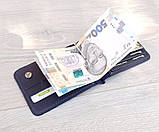 Шкіряний маленький гаманець затиск для грошей BGS синього кольору BGS3186, фото 2