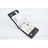 Шкіряний маленький гаманець затиск для грошей BGS коричневий BGS3188, фото 2