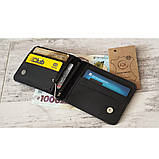 Шкіряний маленький гаманець затиск для грошей BGS чорний BGS3190, фото 2