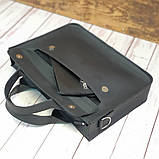 Шкіряна сумка для документів і невеликого ноутбука BGS чорна BGS3191, фото 2