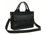 Шкіряна сумка для документів і невеликого ноутбука BGS чорна BGS3191, фото 4