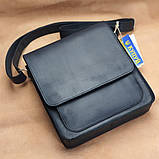 Сумка чоловіча через плече BGS шкіряна 28*24*6 см чорна BGS3193, фото 2