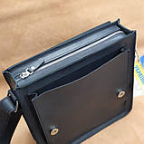 Сумка чоловіча через плече BGS шкіряна 28*24*6 см чорна BGS3193, фото 4