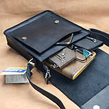 Сумка чоловіча через плече BGS шкіряна 28*24*6 см чорна BGS3193, фото 5