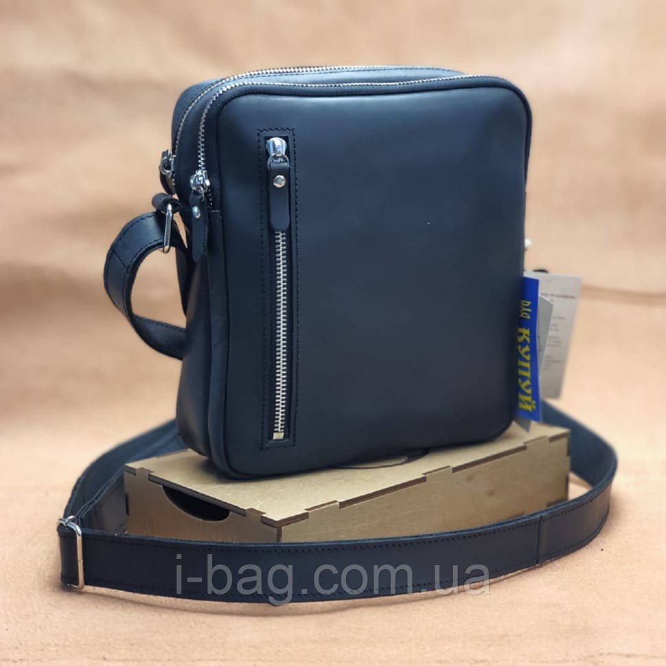 Чоловіча шкіряна сумка через плече BGS 22*20*7 см чорна BGS3194, фото 1