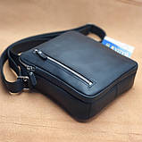 Чоловіча шкіряна сумка через плече BGS 22*20*7 см чорна BGS3194, фото 3