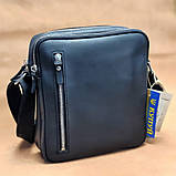 Чоловіча шкіряна сумка через плече BGS 22*20*7 см чорна BGS3194, фото 5
