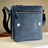 Чоловіча шкіряна сумка через плече BGS синя 23*20*5 см BGS3196, фото 2