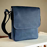 Чоловіча шкіряна сумка через плече BGS синя 23*20*5 см BGS3196, фото 7
