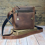 Чоловіча шкіряна сумка BGS c декоративною строчкою 23*20*7 см коньячна BGS3199, фото 2