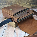 Чоловіча шкіряна сумка BGS c декоративною строчкою 23*20*7 см коньячна BGS3199, фото 6