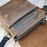 Чоловіча шкіряна сумка BGS c декоративною строчкою 23*20*7 см коньячна BGS3199, фото 7