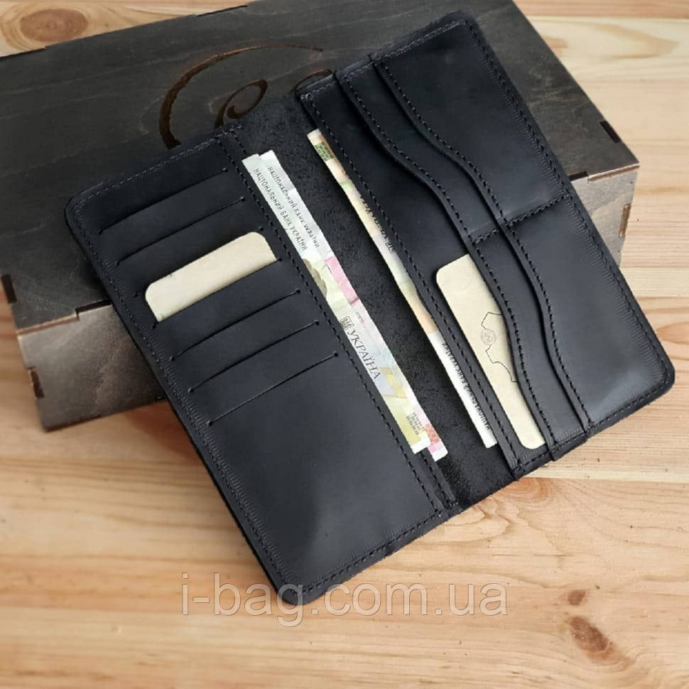 Тонкий чоловічий купюрник гаманець BGS шкіряний чорний BGS3205, фото 1