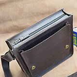 Сумка чоловіча через плече BGS шкіряна 28*24*7 см коричнева BGS3209, фото 4