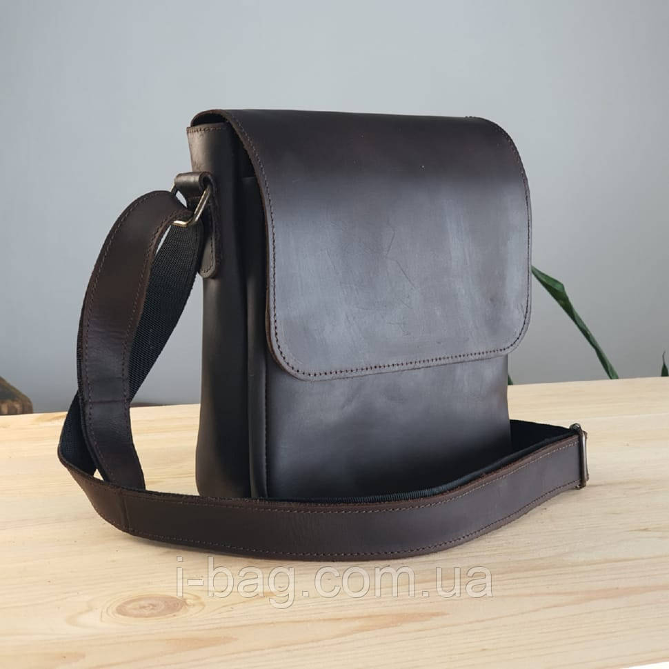 Чоловіча повсякденна шкіряна сумка BGS коричнева 23*20*7 см BGS3211, фото 1