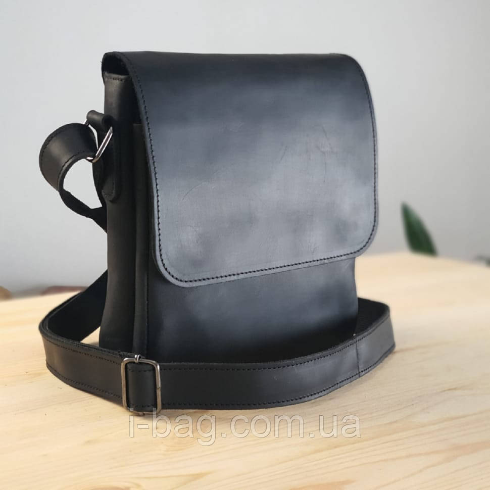 Чоловіча повсякденна шкіряна сумка BGS чорна 23*20*7 см BGS3212, фото 1