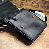 Чоловіча повсякденна шкіряна сумка BGS чорна 23*20*7 см BGS3212, фото 3