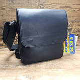Чоловіча повсякденна шкіряна сумка BGS чорна 23*20*7 см BGS3212, фото 8