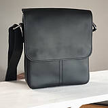 Чоловіча повсякденна сумка BGS шкіряна 23*20*5 см чорна BGS3214, фото 2