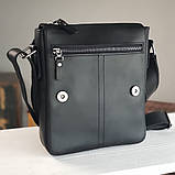 Чоловіча повсякденна сумка BGS шкіряна 23*20*5 см чорна BGS3214, фото 3