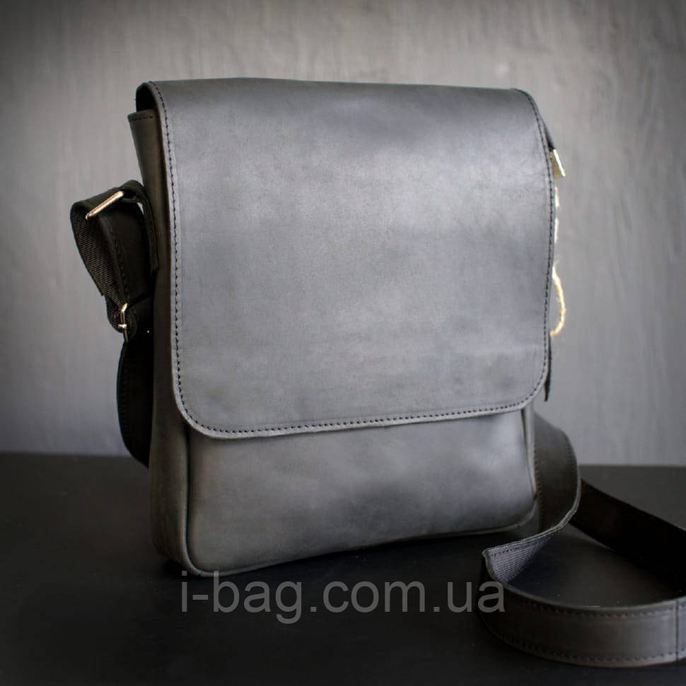 Чоловіча шкіряна сумка через плече BGS 28*24*5 см чорна BGS3220, фото 1